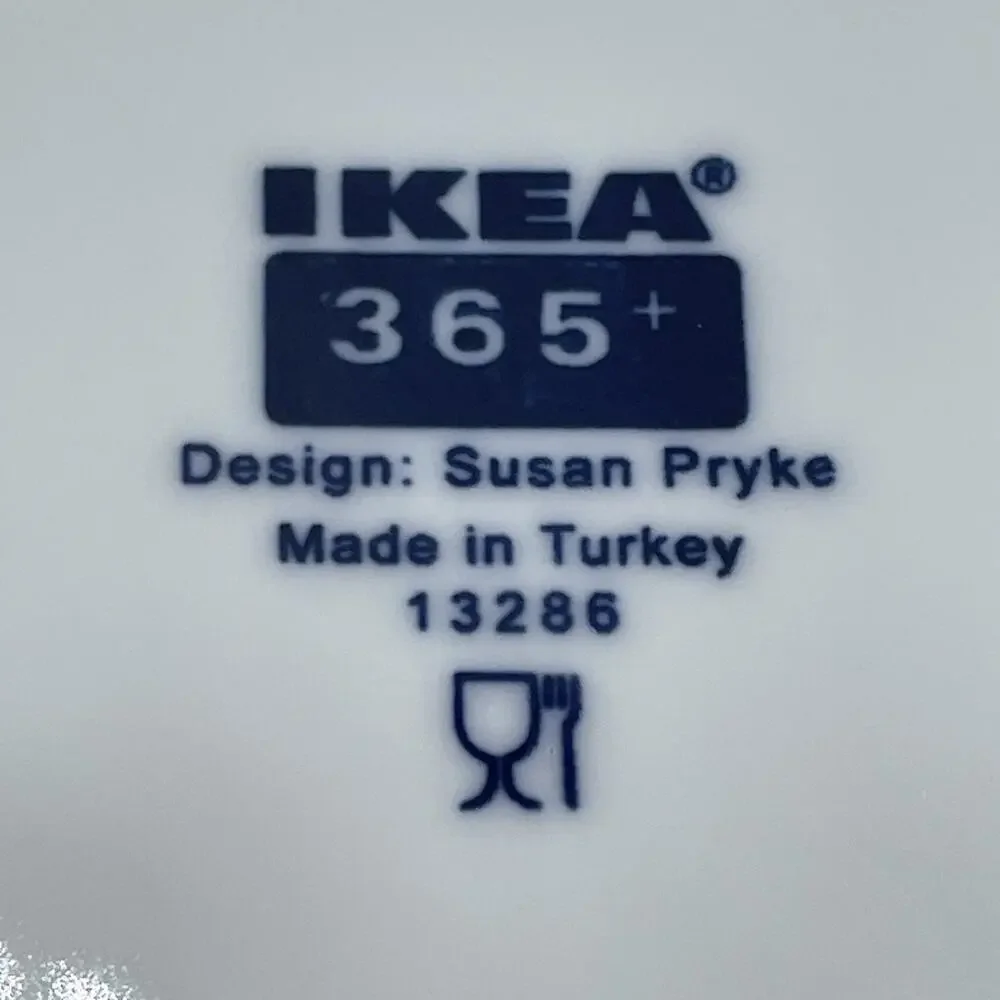 IKEA Susan Pyrke 365 Set of 2 White & Blue Rim Stoneware 8.5” Luncheon Plates